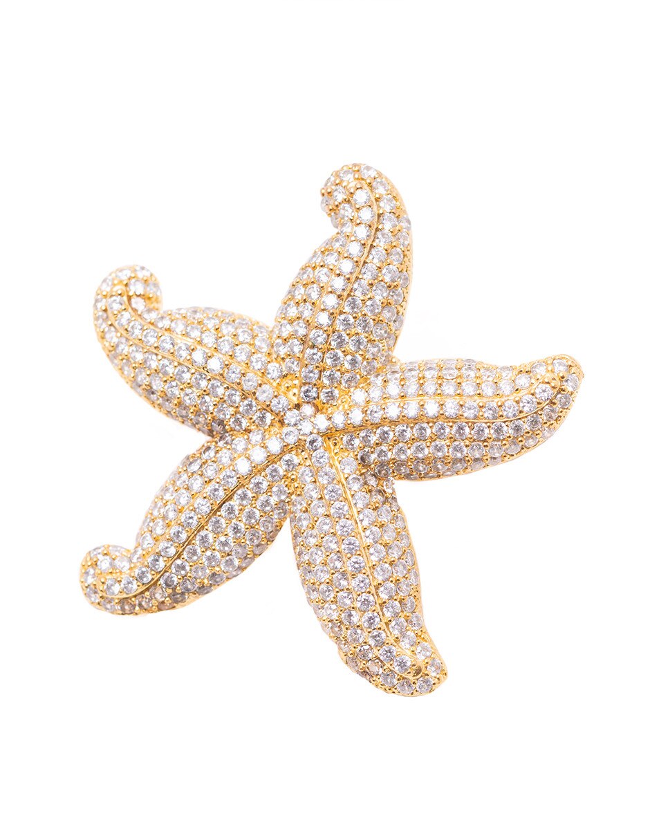 Aretes de estrella mar P 925 con acabado brillante pedrería de fantasía 2