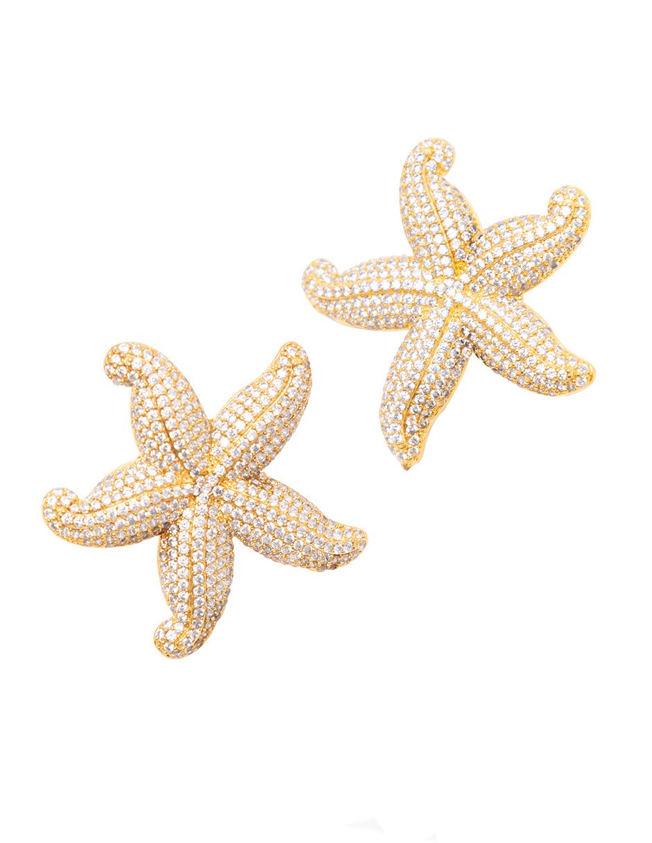 Aretes de estrella mar P 925 con acabado brillante pedrería de fantasía 3