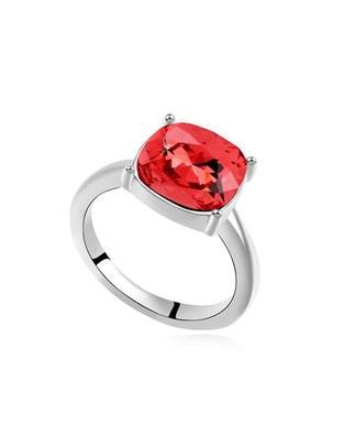 Anillo con gema cuadrada cristal baño de oro blanco Anillo con gema cuadrada cristal baño de oro blanco