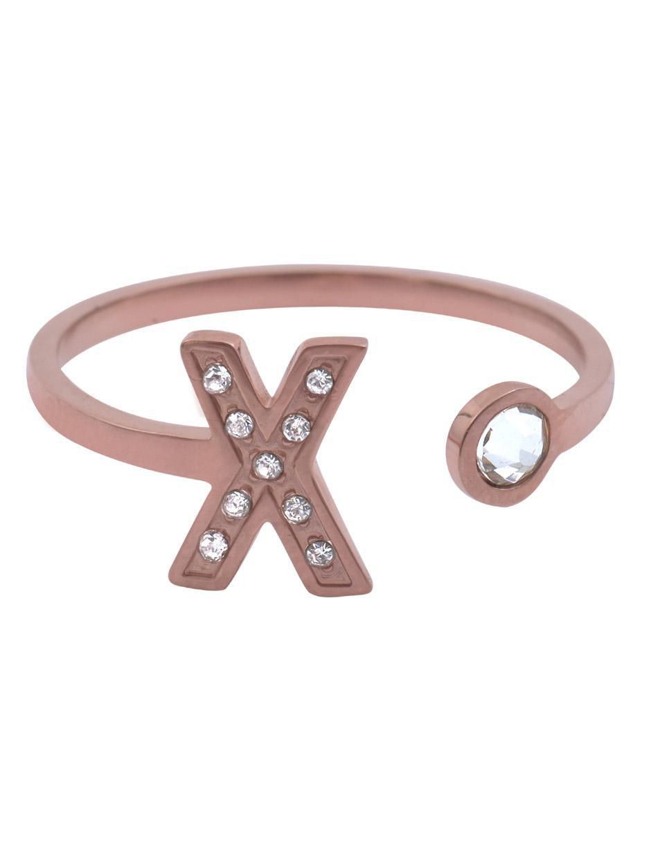 Anillo de letra x zirconia cúbica brillante