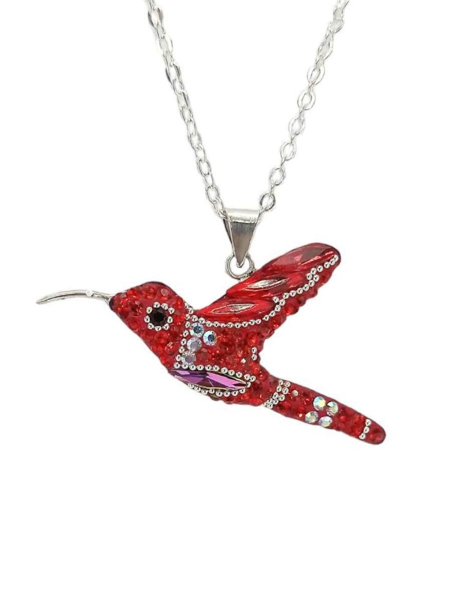 Aretes y collar de colibrí de plata p 925 cristal 4