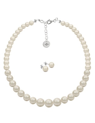 Aretes y collar redondo Pearls de plata p 925 cristal Aretes y collar redondo Pearls de plata p 925 cristal