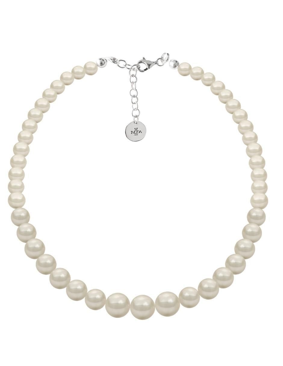 Aretes y collar redondo Pearls de plata p 925 cristal 4