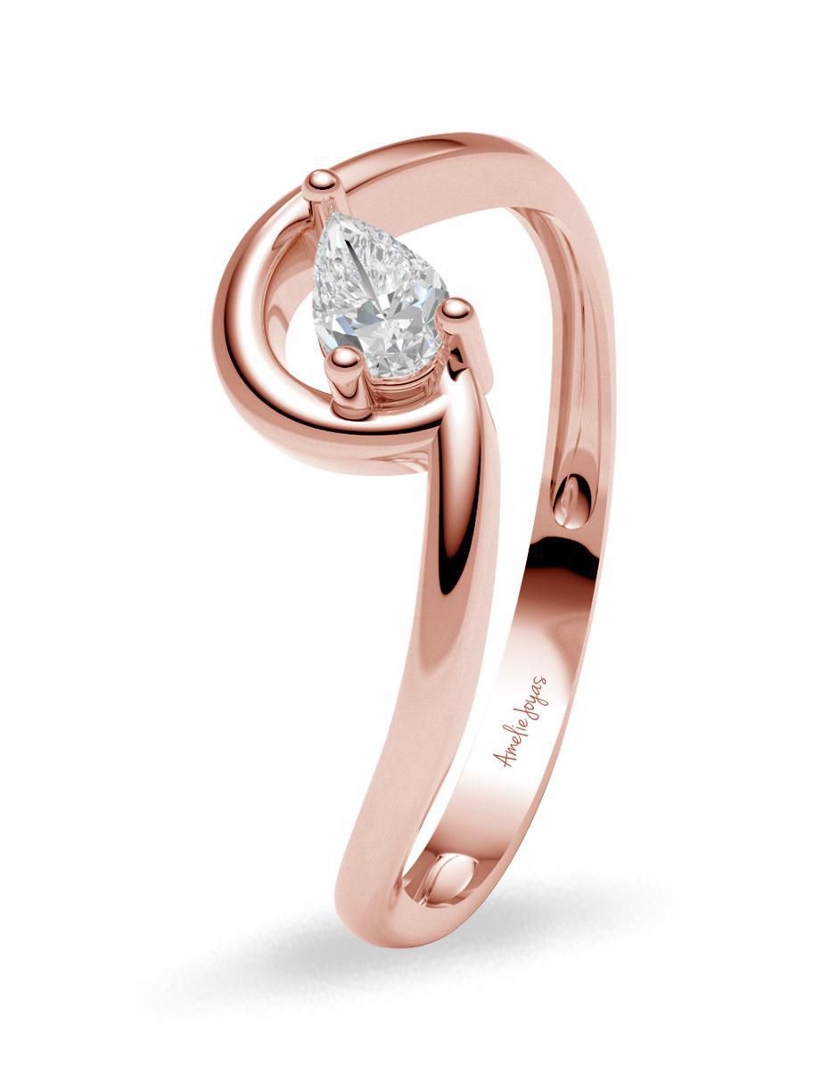 Anillo redondo 14 k de oro zirconia brillante 2