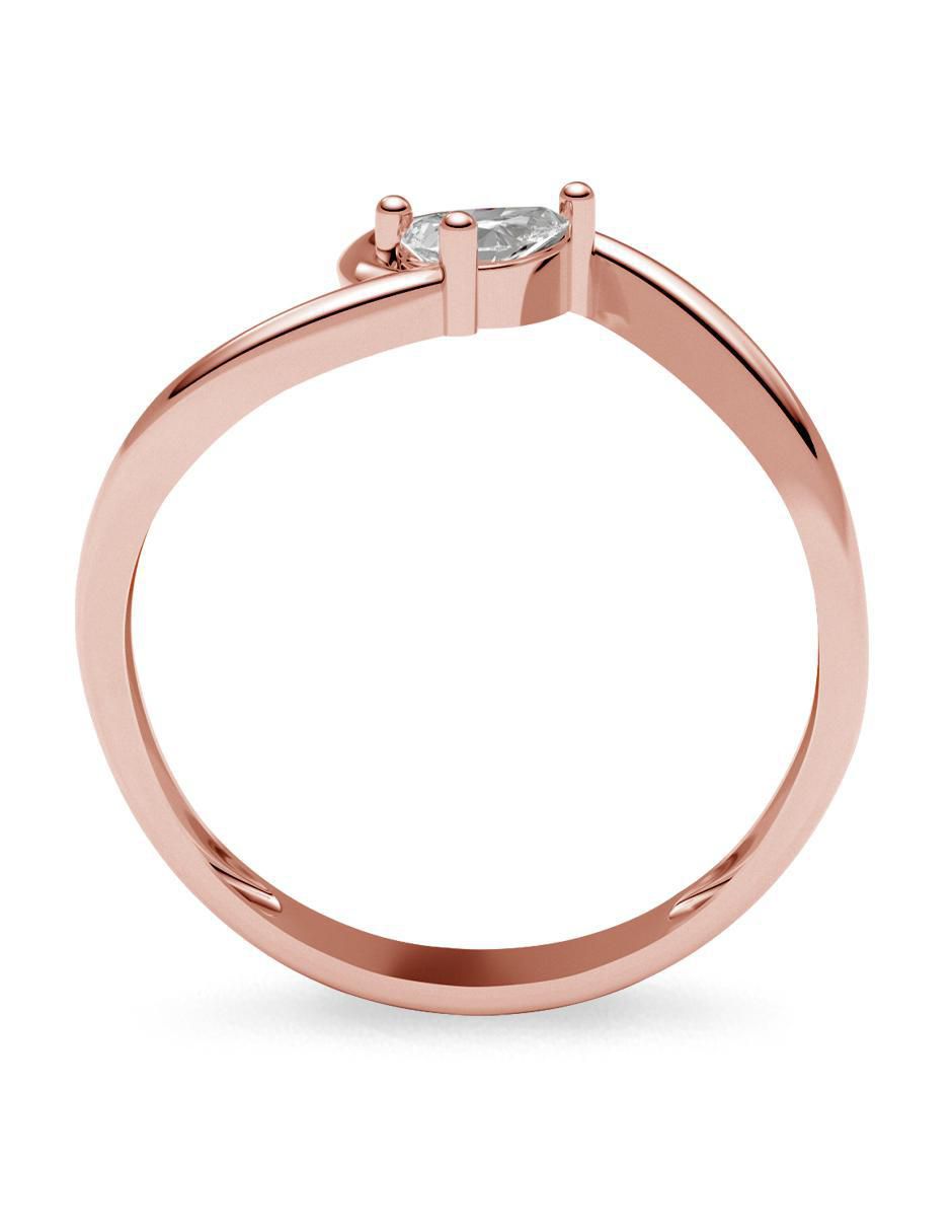Anillo redondo 14 k de oro zirconia brillante 3