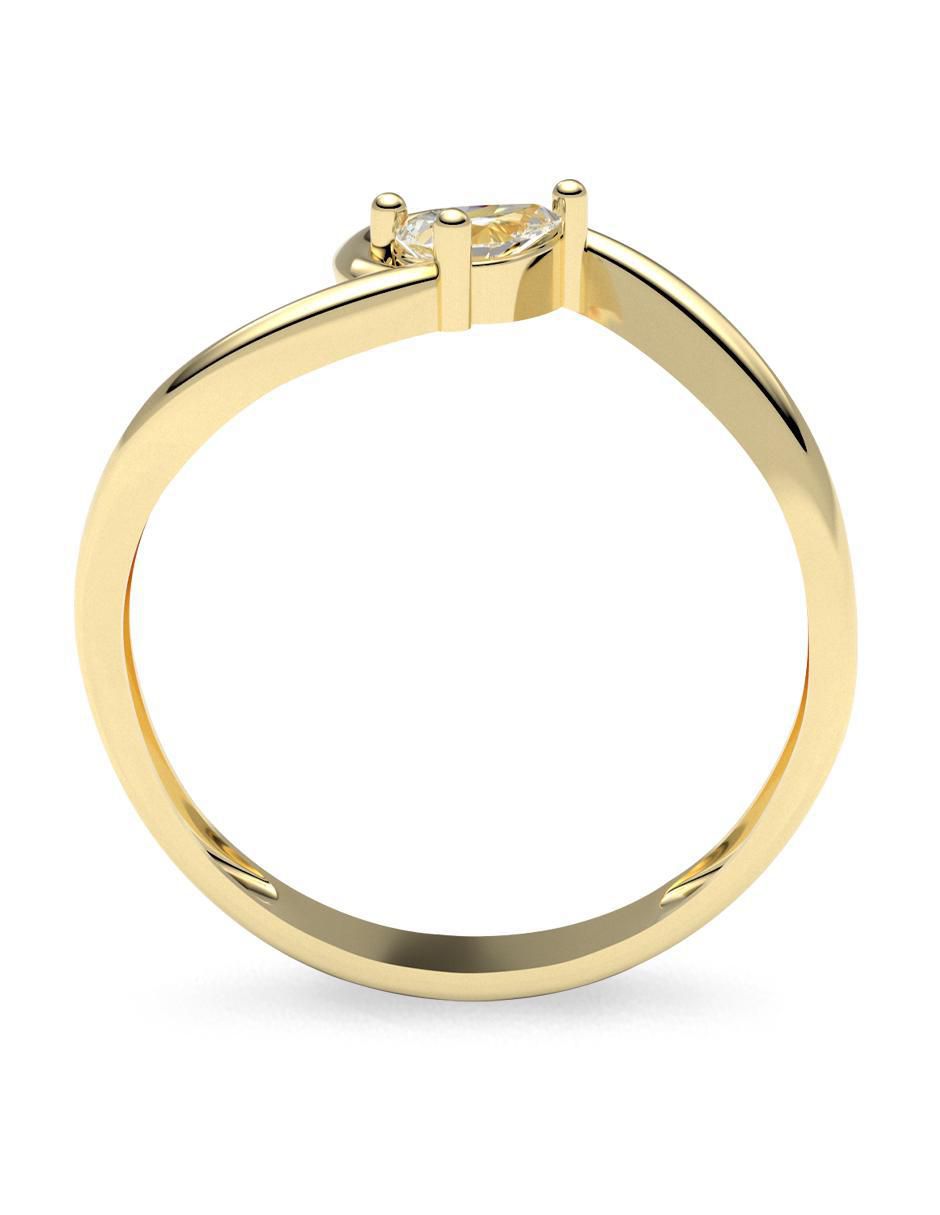 Anillo redondo 14 k de oro zirconia brillante 4