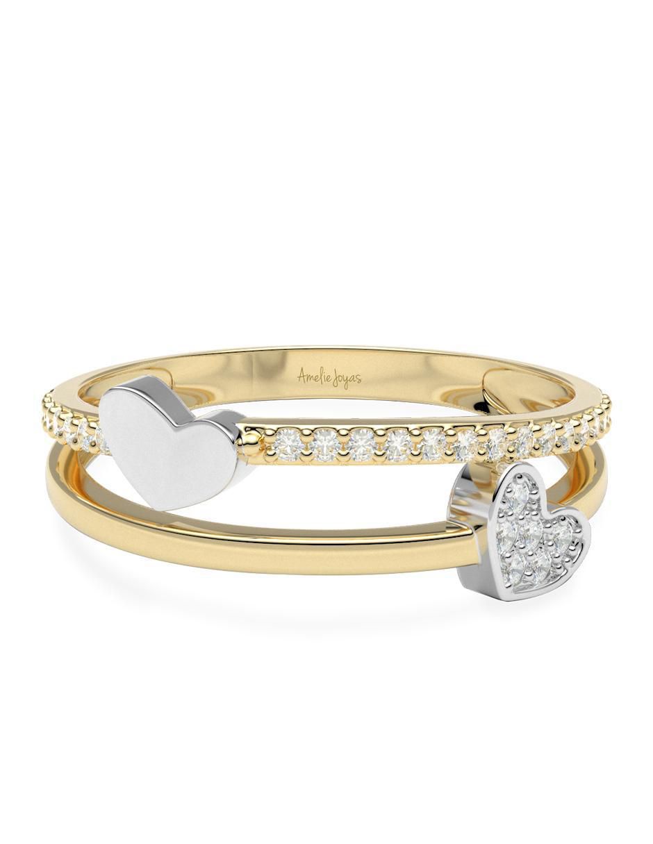 Anillo redondo 14 k de oro zirconia brillante 1