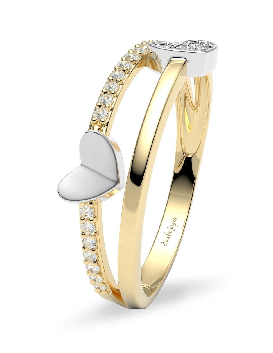 Anillo redondo 14 k de oro zirconia brillante 4