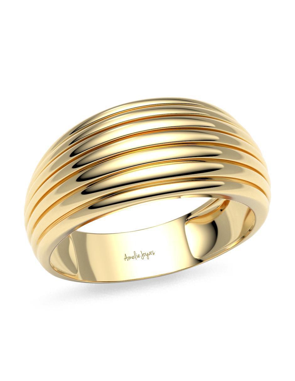 Anillo redondo 14 k de oro brillante 3