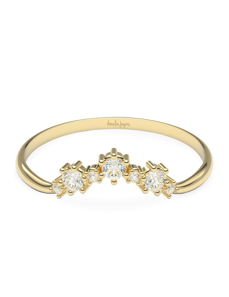 Anillo redondo 14 k de oro zirconia brillante Anillo redondo 14 k de oro zirconia brillante