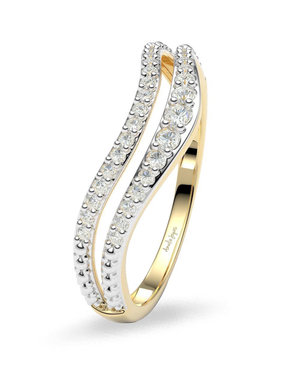 Anillo redondo 14 k de oro zirconia brillante 4