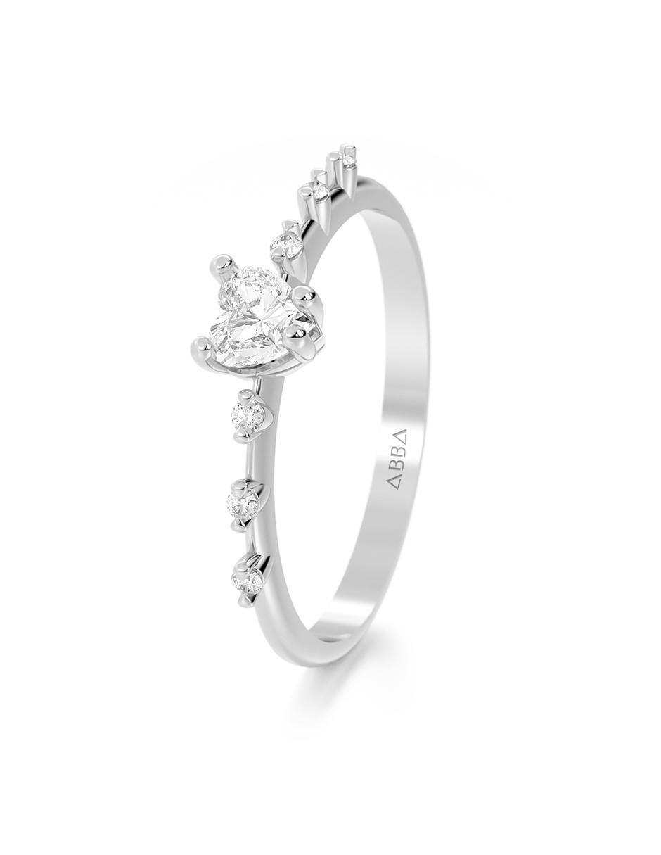 Anillo de corazón de oro zirconia pavé 2