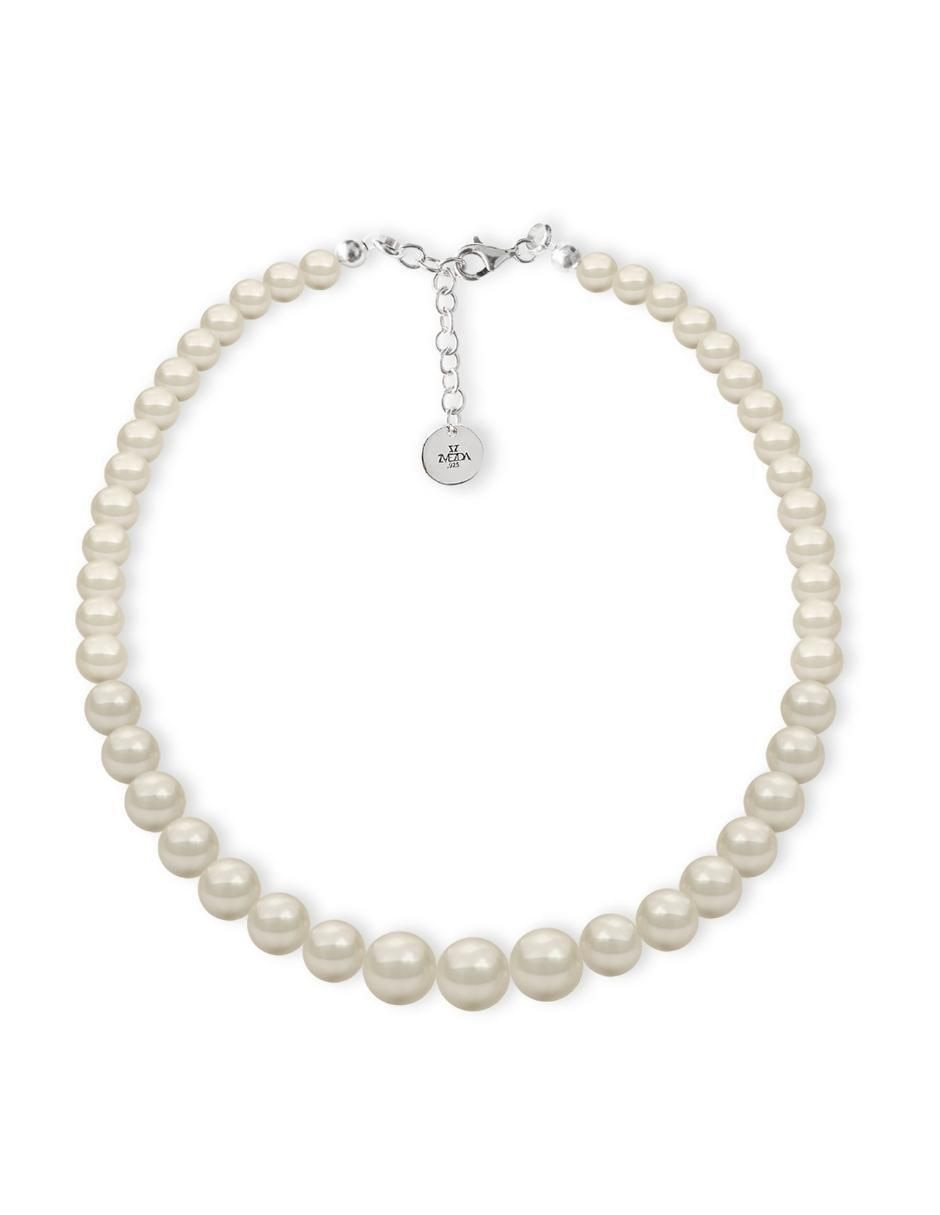 Aretes, collar y pulsera redonda Pearls de plata p 925 cristal 4
