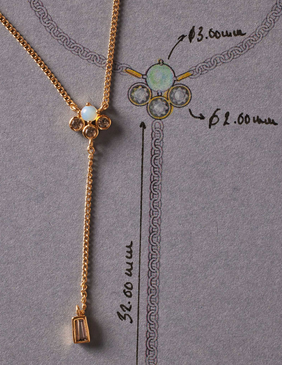 Collar de flor   de baño de oro 18 K 2