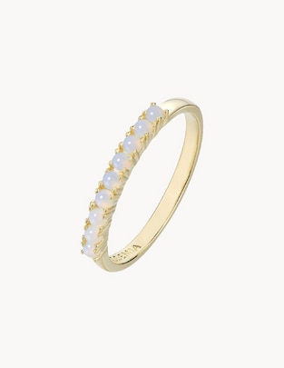 Anillo con gema redondo Moon circonita baño de oro Anillo con gema redondo Moon circonita baño de oro