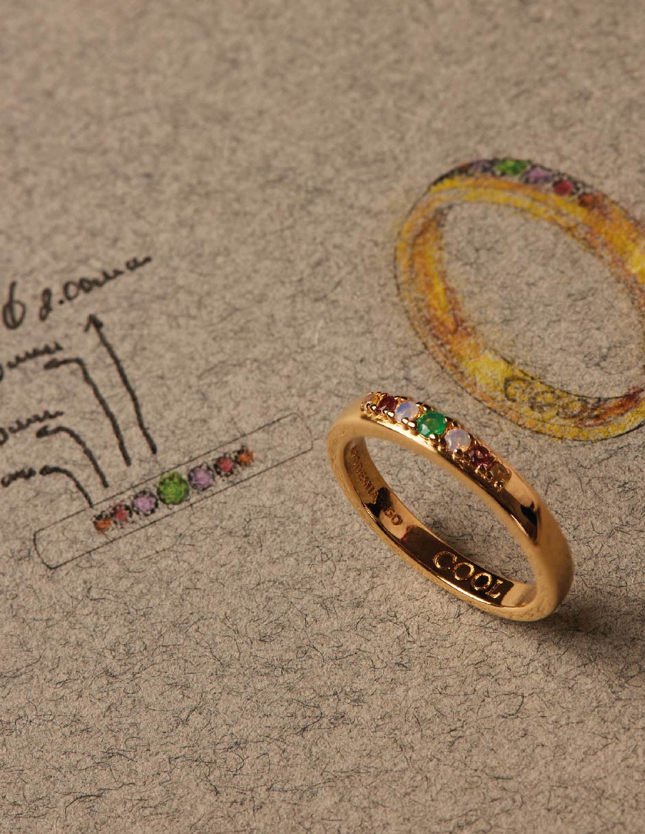 Anillo redondo Mums Just Want to Have Fun circonita baño de oro 2