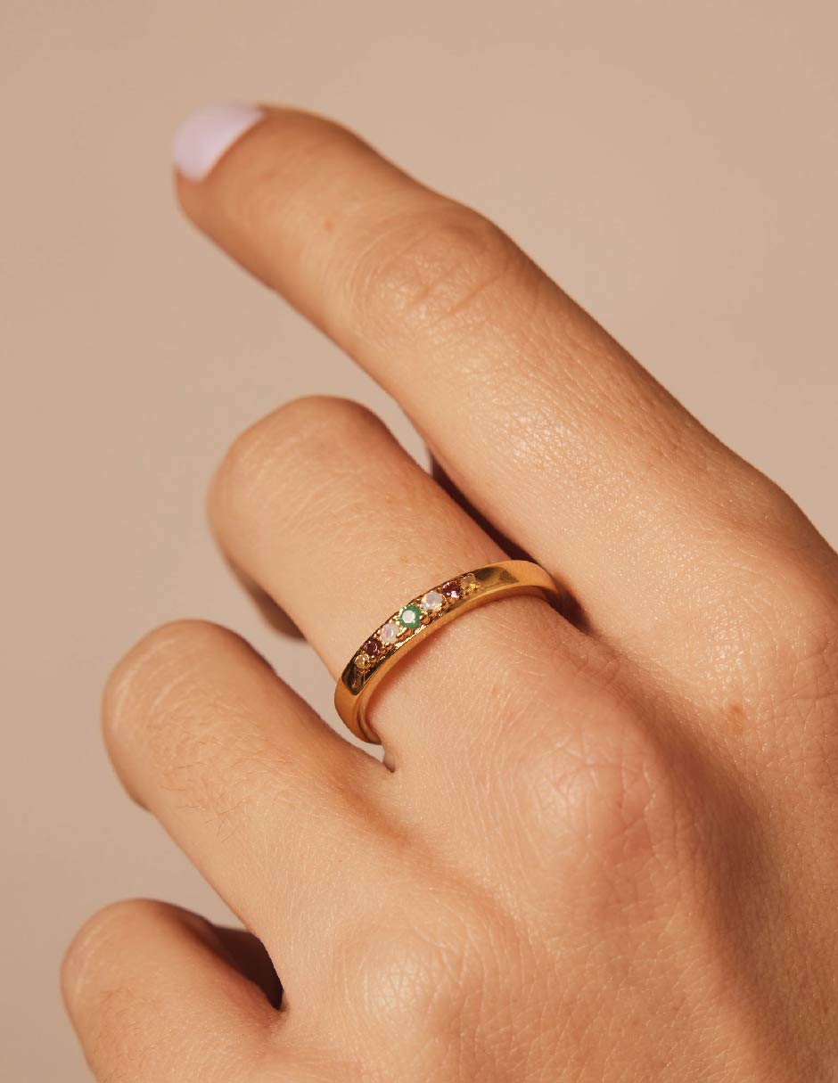 Anillo redondo Mums Just Want to Have Fun circonita baño de oro 3