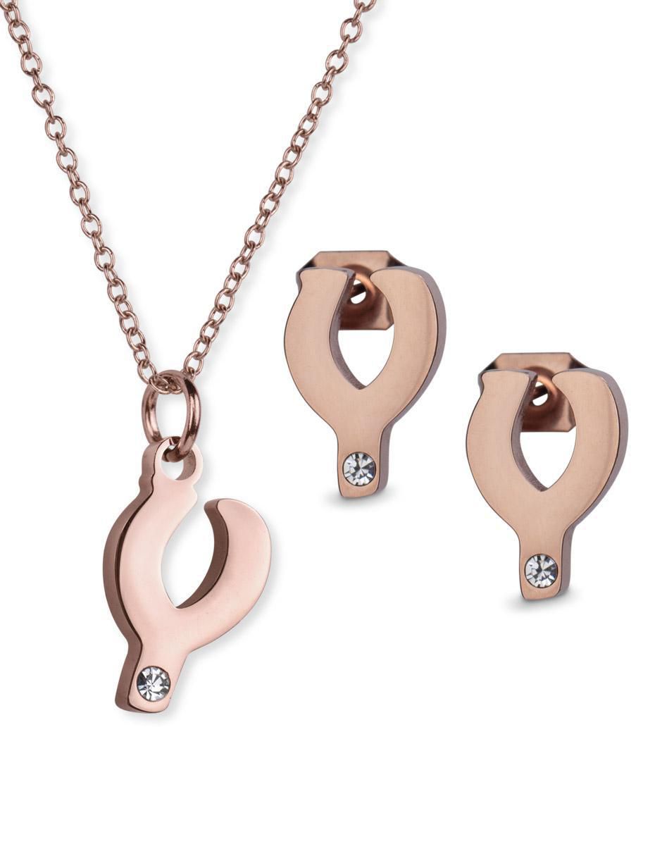 Aretes y collar de letras zirconia cúbica Aretes y collar de letras zirconia cúbica
