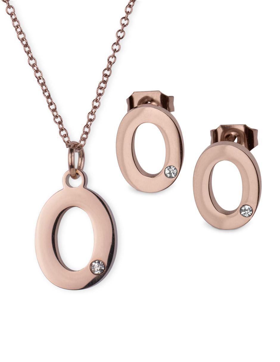 Aretes y collar de letras zirconia cúbica Aretes y collar de letras zirconia cúbica