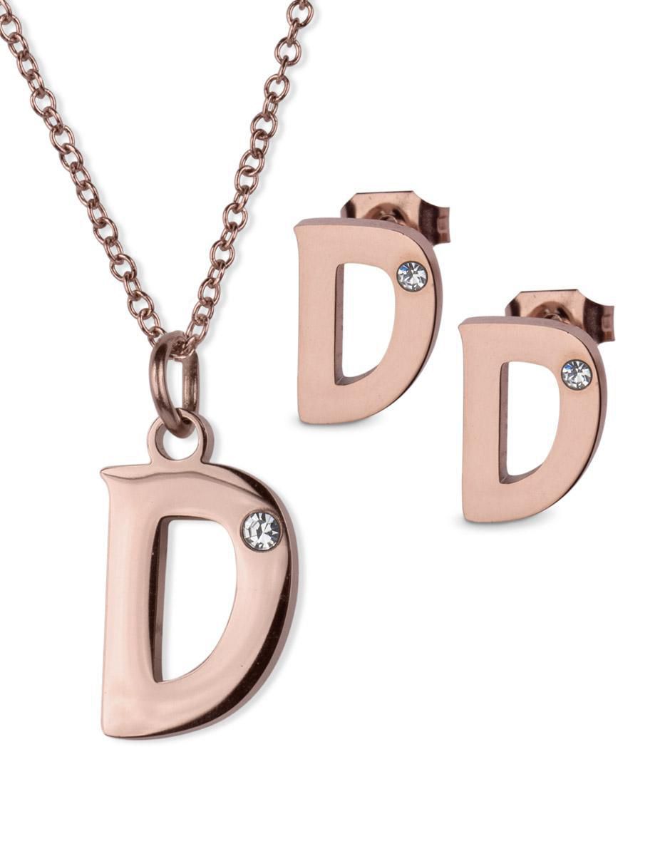 Aretes y collar de letras zirconia cúbica Aretes y collar de letras zirconia cúbica
