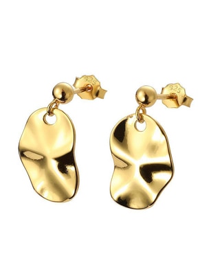 Aretes ovalados Gold Earrings de plata P 925 con acabado brillante