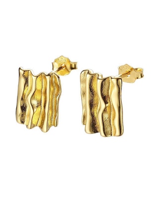 Aretes cuadrados Gold Earrings de plata P 925 con acabado brillante Aretes cuadrados Gold Earrings de plata P 925 con acabado brillante