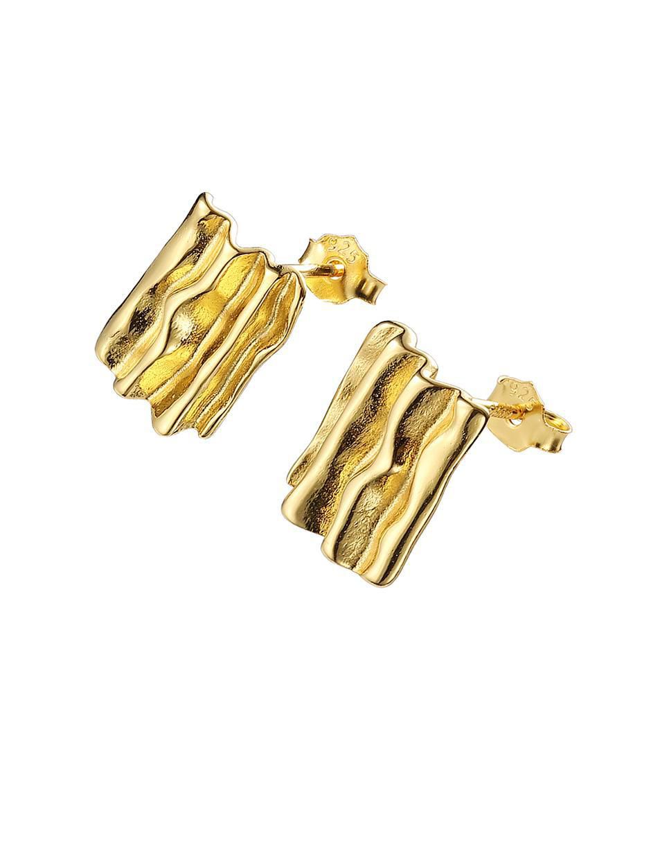 Aretes cuadrados Gold Earrings de plata P 925 con acabado brillante 3