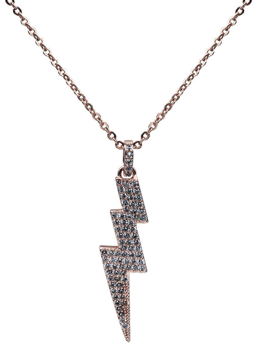 Collar con dije rayo con acabado baño de oro rosa Collar con dije rayo con acabado baño de oro rosa
