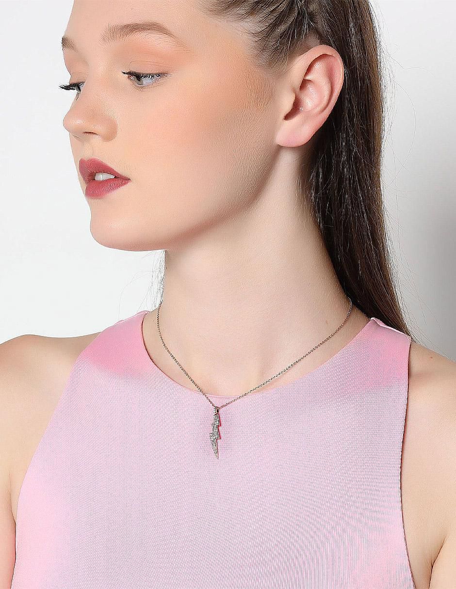 Collar con dije rayo con acabado baño de oro rosa 2
