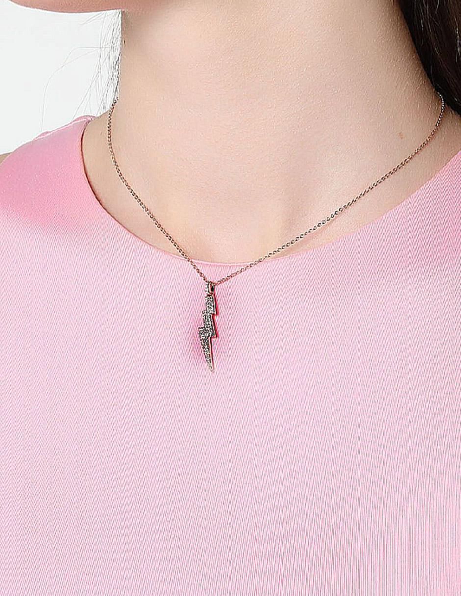 Collar con dije rayo con acabado baño de oro rosa 3