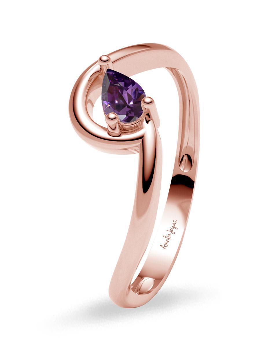 Anillo redondo 14 k de oro zirconia brillante 5