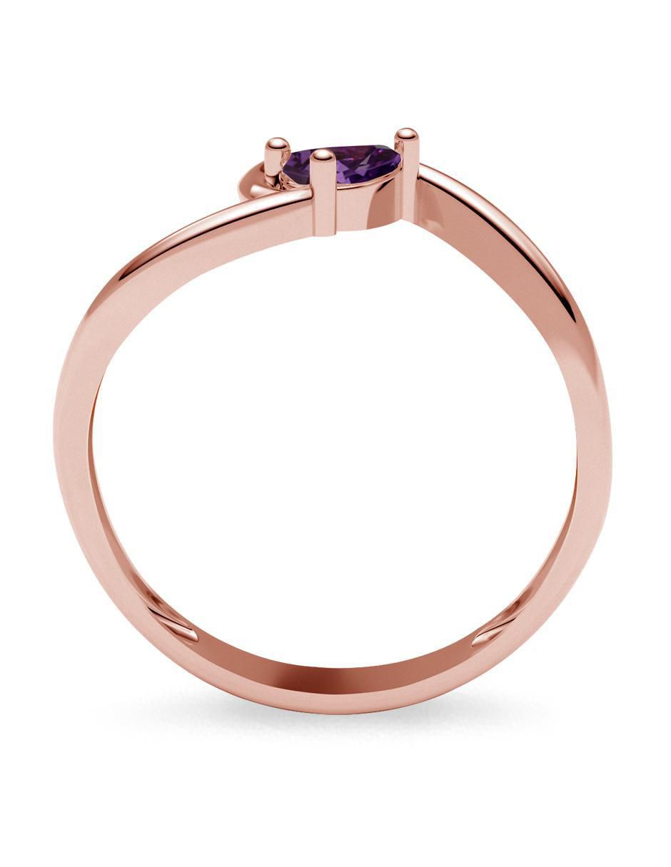 Anillo redondo 14 k de oro zirconia brillante 4