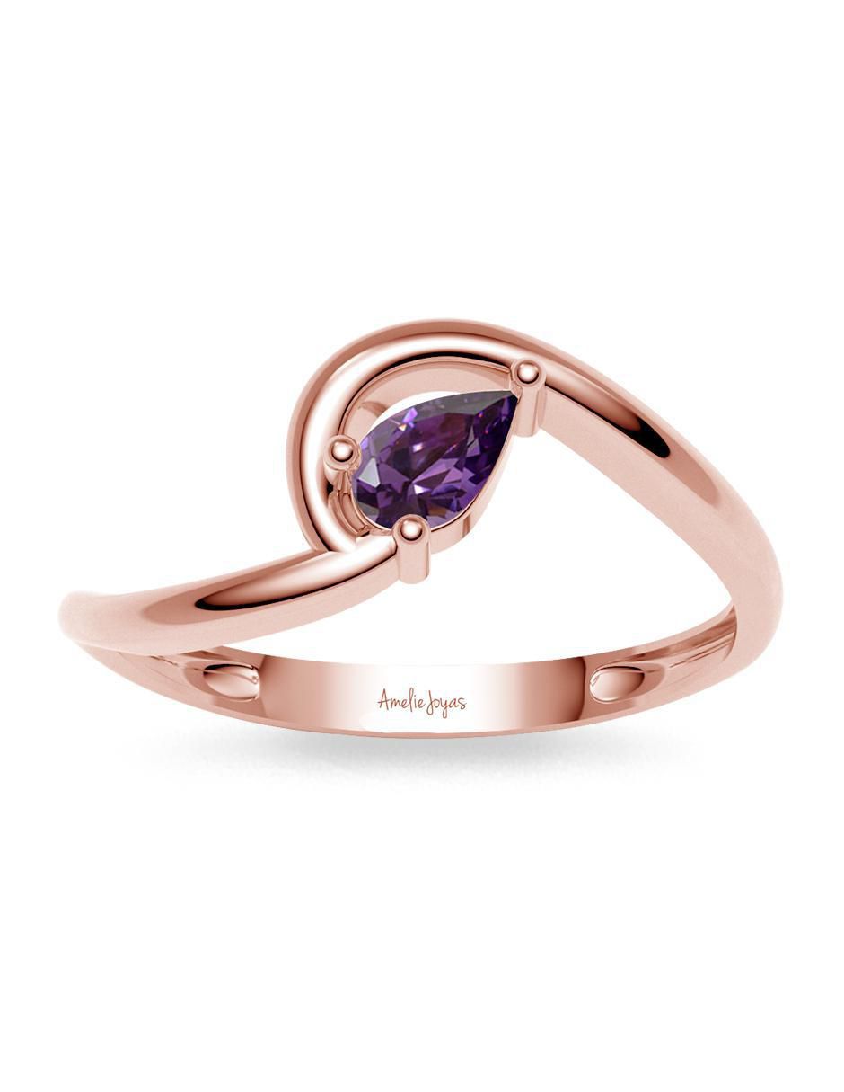 Anillo redondo 14 k de oro zirconia brillante 3