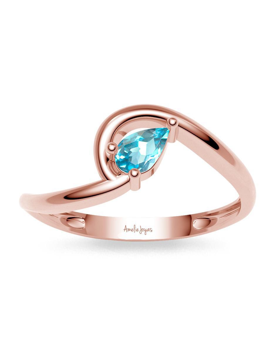 Anillo redondo 14 k de oro zirconia brillante 3