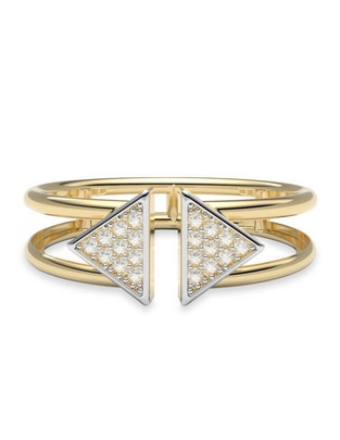 Anillo redondo 14 k de oro zirconia brillante Anillo redondo 14 k de oro zirconia brillante