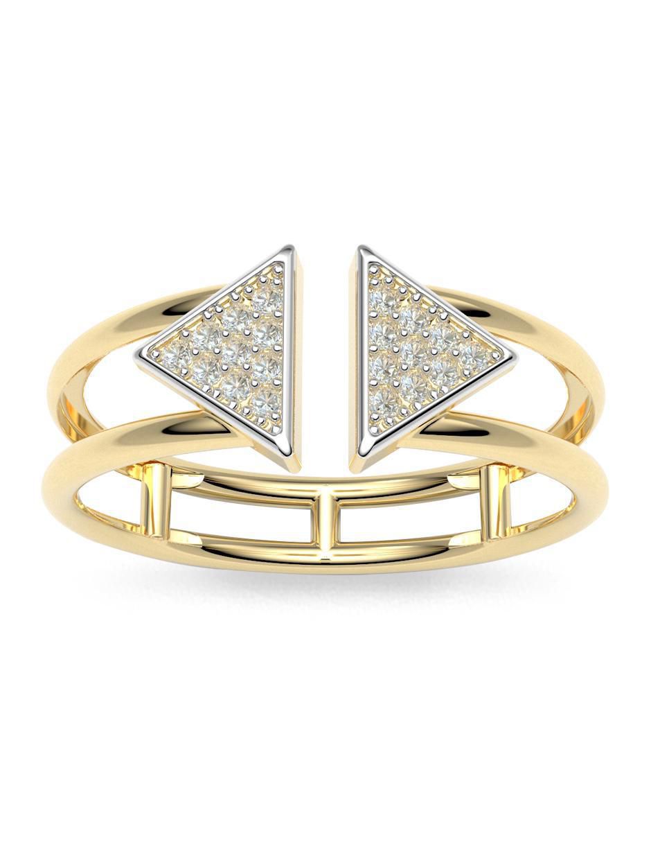 Anillo redondo 14 k de oro zirconia brillante 3