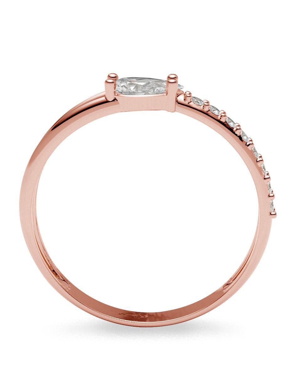Anillo redondo 14 k de oro zirconia brillante 3
