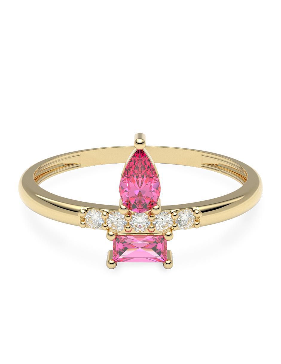 Anillo redondo 14 k de oro zirconia brillante Anillo redondo 14 k de oro zirconia brillante