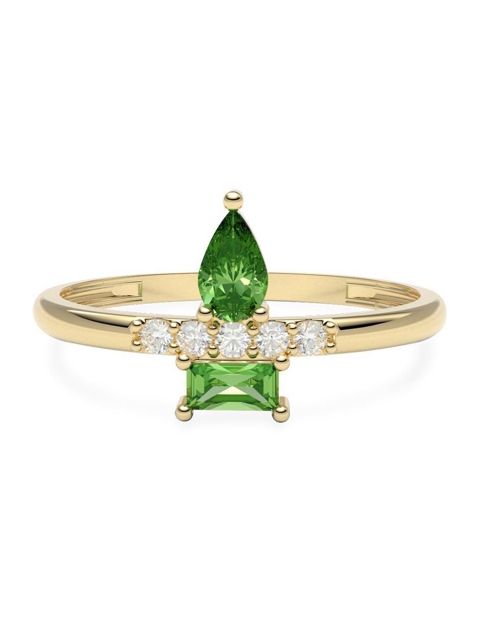Anillo redondo 14 k de oro zirconia brillante