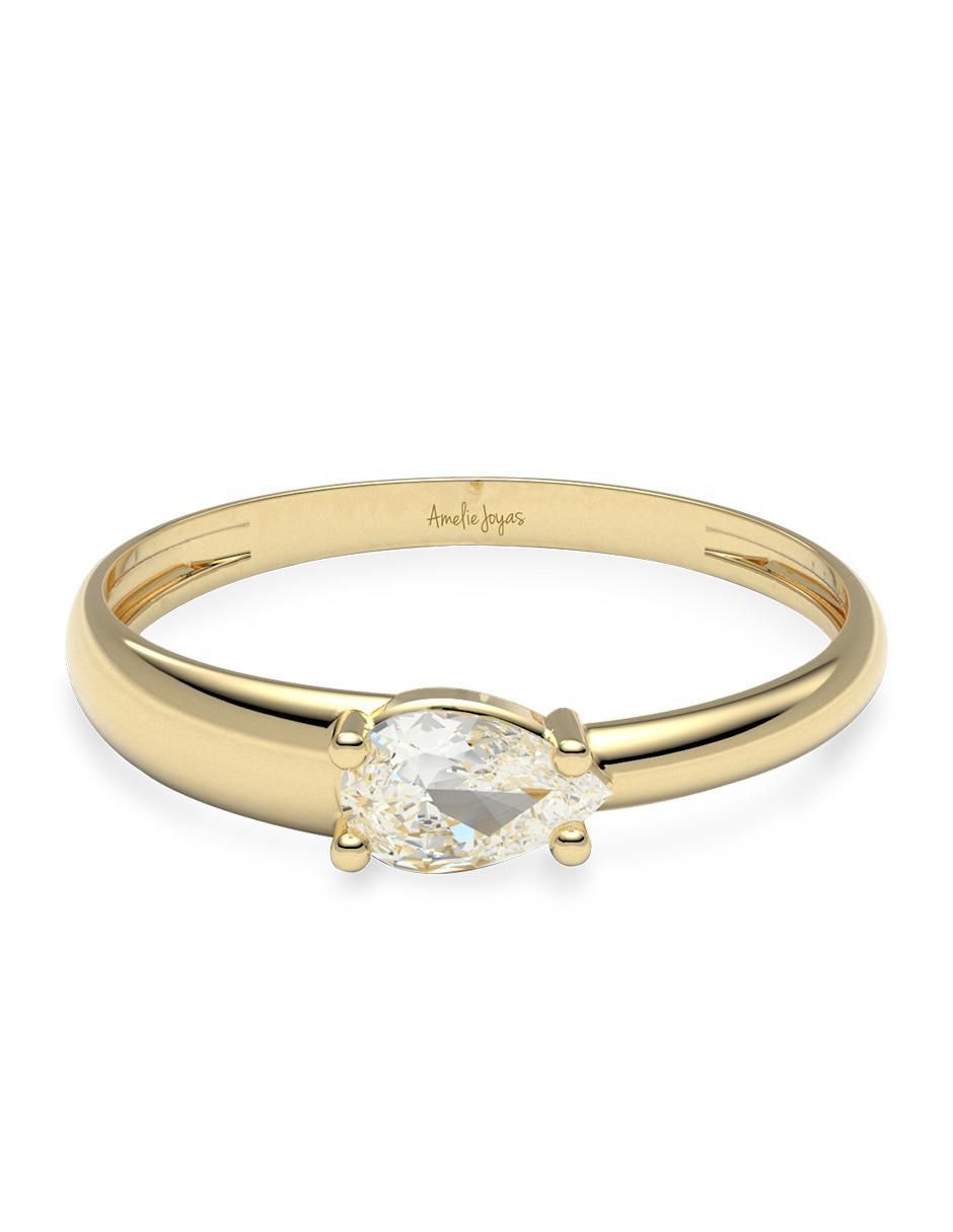 Anillo redondo 14 k de oro zirconia brillante Anillo redondo 14 k de oro zirconia brillante