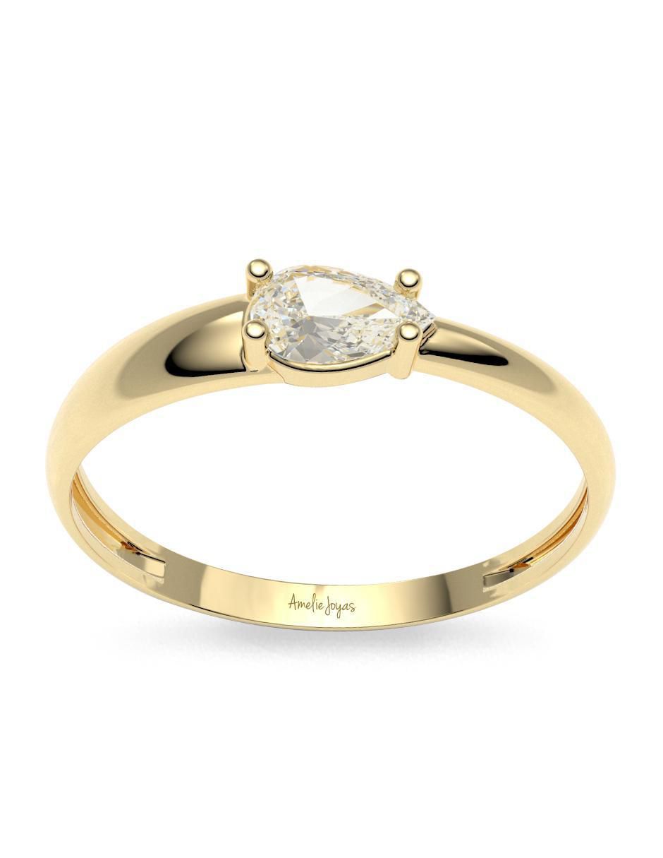 Anillo redondo 14 k de oro zirconia brillante 5