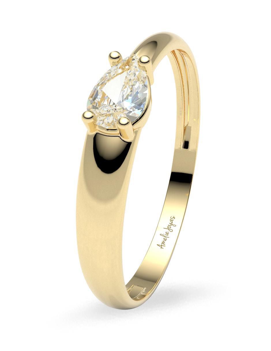 Anillo redondo 14 k de oro zirconia brillante 3