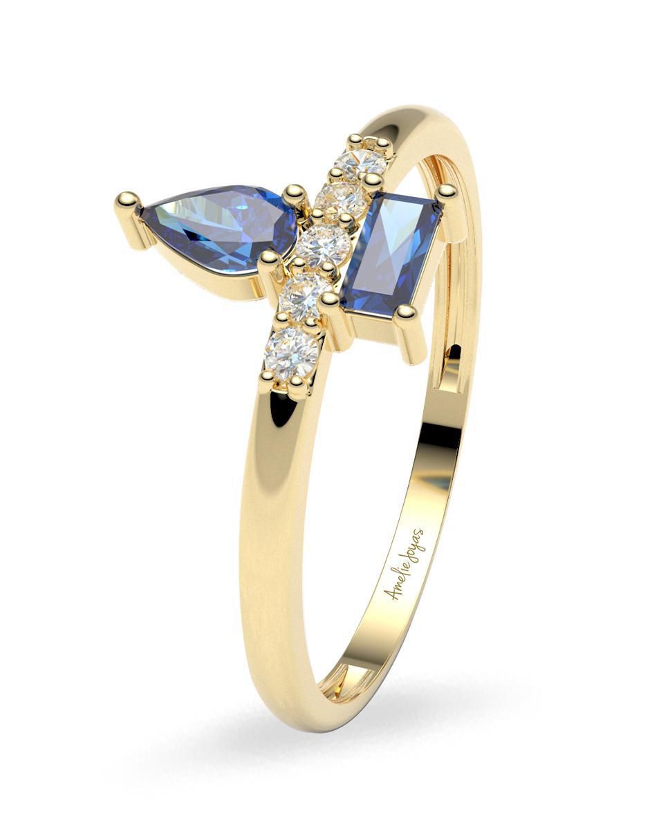 Anillo redondo 14 k de oro zirconia brillante 5