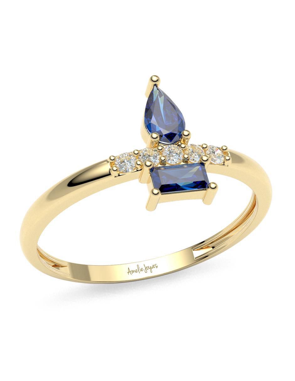 Anillo redondo 14 k de oro zirconia brillante 4
