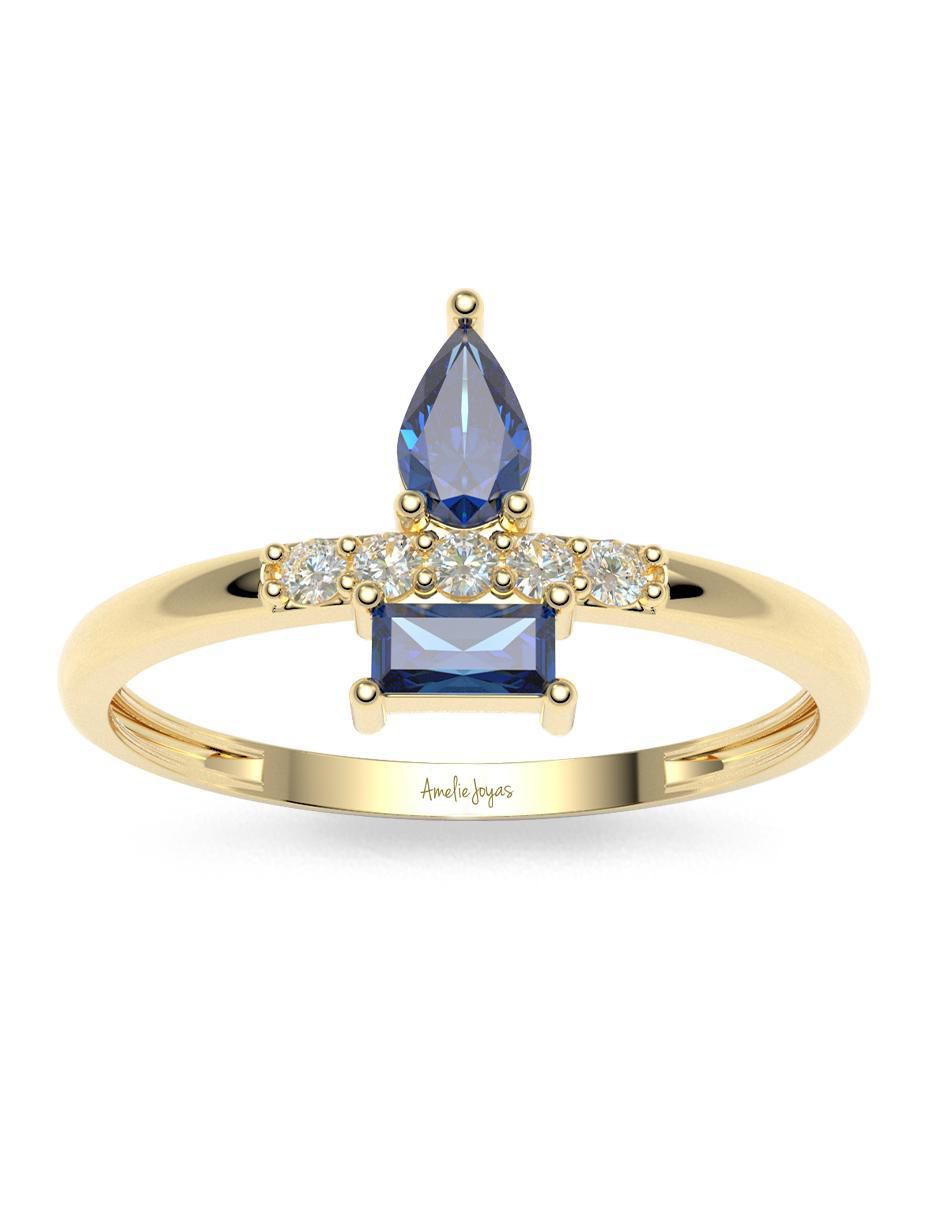 Anillo redondo 14 k de oro zirconia brillante 3