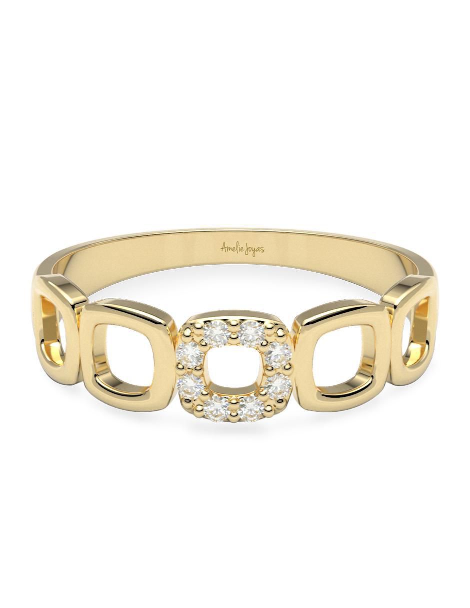 Anillo redondo 14 k de oro zirconia brillante Anillo redondo 14 k de oro zirconia brillante