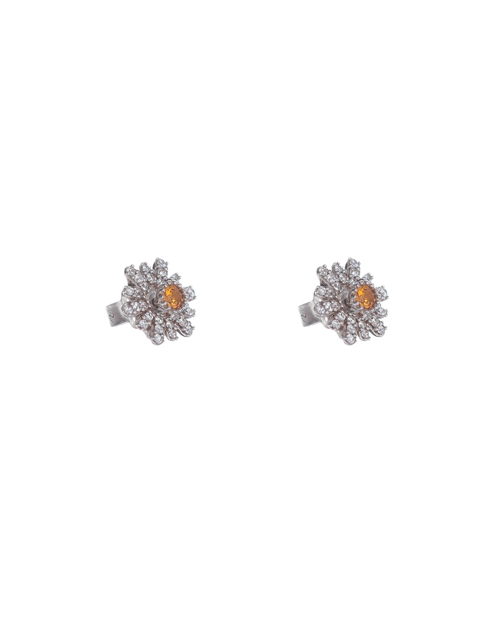 Aretes de flor de plata P 925 con acabado plateado 2