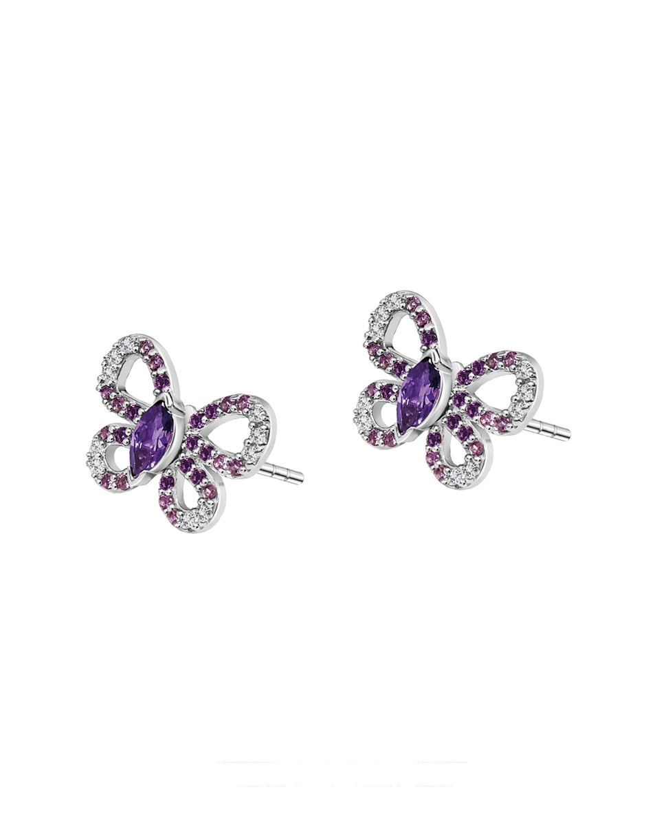 Aretes de moño de plata P 925 con acabado pavé circonita Aretes de moño de plata P 925 con acabado pavé circonita