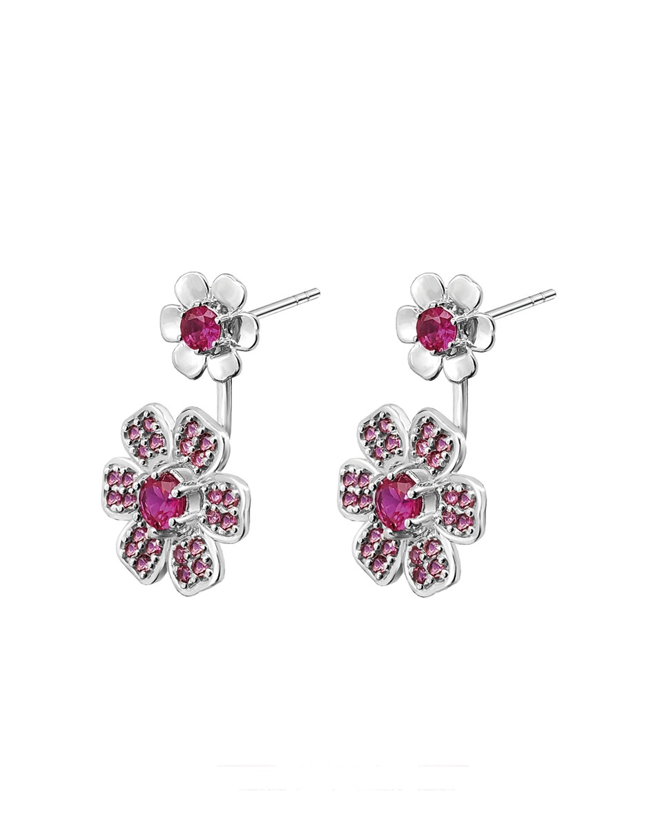 Aretes de flor Florecer de plata con acabado plateado 2