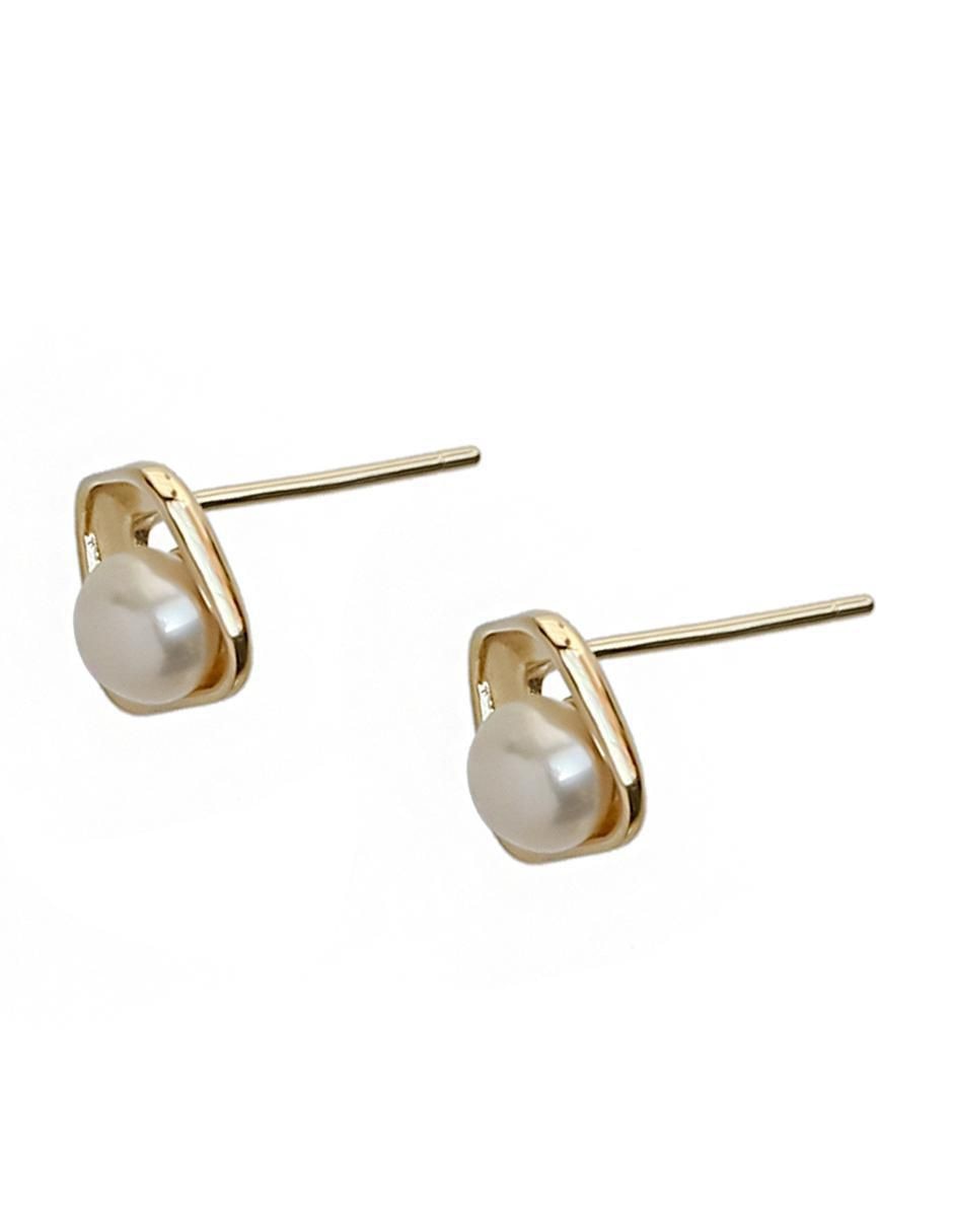 Aretes de plata P 925 con acabado brillante perla 2
